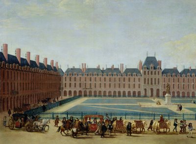 The Place Royale med den kongelige vogn, ca. 1655 af French School